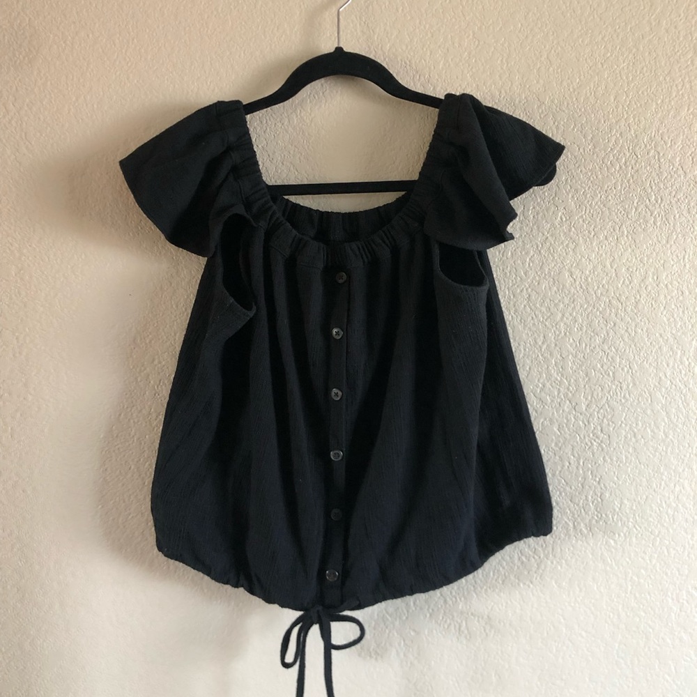 Madewell, black, flutter sleeve top